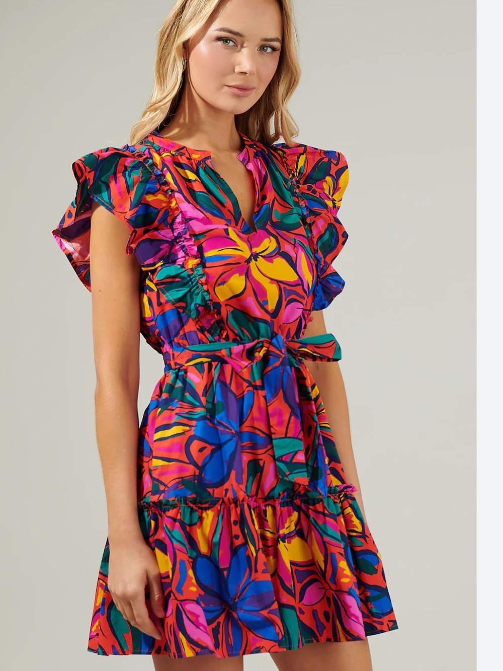 Sugarlips Multi-Color Floral Ruffle Mini Dress